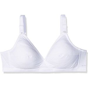 Nur Die Comfortabele beha zonder beugels, softcup-beha, zacht, comfortabel met kant, kruissnij-technologie voor sterke grip voor dames, wit, 95B