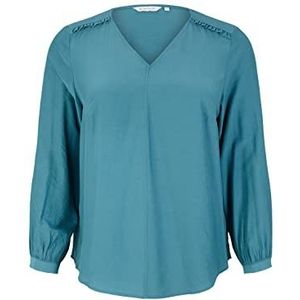 TOM TAILOR Dames Plussize blouse met V-hals 1034952, 13222 - Pastel Teal, 44 Grote maten