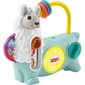 Fisher-Price Linkimals Emma de Lama, Franse versie, elektronisch speelgoed voor baby's en peuters, verlicht en muzikaal speelgoed, wekker, vanaf 9 maanden, HNM89