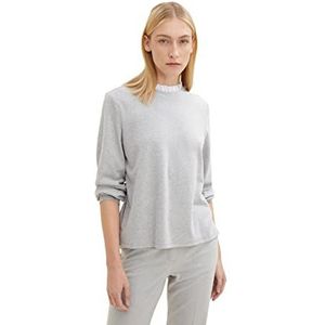 TOM TAILOR Dames Sweatshirt met ruches 1034134, 30282 - Concrete Grey Melange, XS