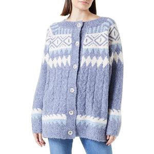 Jalene Gebreid damesvest met knopen 15425018-JA03, blauw meerkleurig, XL/XXL, Blauw meerkleurig., XL/XXL