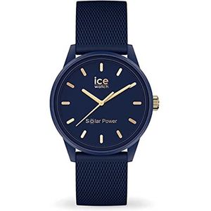 Ice-Watch - ICE solar power Navy gold Mesh - Blauw damenhorloge met siliconen armband - 018744 (Maat M)