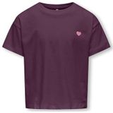 KIDS ONLY - KOGMAIKEN LIFE CROPHEART SS TOP JRS NOOS - T-shirt - Mauve Wine - Met Klein Hartjesmotief