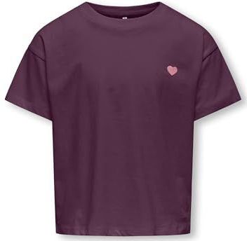 KIDS ONLY - KOGMAIKEN LIFE CROPHEART SS TOP JRS NOOS - T-shirt - Mauve Wine - Met Klein Hartjesmotief