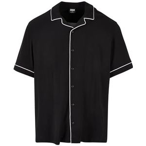 Urban Classics Heren bowling shirt, bowling hemd voor mannen, verkrijgbaar in zwart, maten S - 5XL, zwart, 4XL
