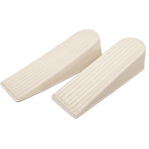 Select Hardware Deurstop, Wedge, Anti Slip Deurhouder, Rubber, Crème (Amandel), (Pack van 2)