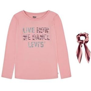 Levi's Meisjes Lvg Ls Zebra T-shirt met Scrunchi 3ej167 T-shirt, Roze Icing, 3 jaar