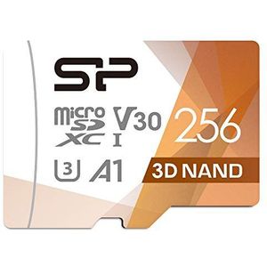 Silicon Power 256GB R/W tot 100/80MB/s Superior Pro microSDXC UHS-I (U3), V30 4K A1, High Speed MicroSD-kaart met adapter