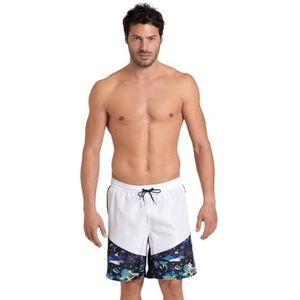 Arena Korte zwembroek voor heren, collectie capsule Fun Planet, wit-zwart-multi, M