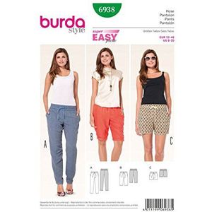 Burda 6938 Knippatroon broek, bermuda en shorts met elastiek (dames, maat 32-46) Level 1 Super Easy