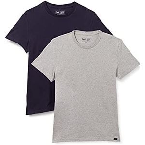 Lee Mens Twin Pack Crew T-shirts, GREYMELE Navy, XXL