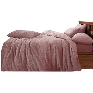 Gaveno Cavailia Teddy Dekbedset dubbel roze, super zacht pluizig luxe design, gezellig warm beddengoed, 3-delig knuffelig fleece beddengoed, 1 dekbedovertrek + 2 kussenslopen