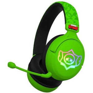 Subsonic Brawl Stars Draadloze Gaming Headset met RGB LED-verlichting, Afneembare Microfoon, 40mm Drivers, 7.1 Surround Sound, Compatibel met PC, Tablet en Smartphone, Zwart en Goud
