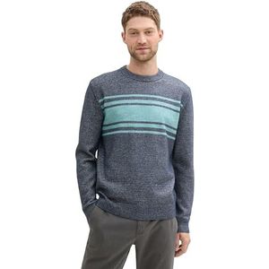 TOM TAILOR heren trui, 36198 - Navy Teal Stripe Design, 3XL