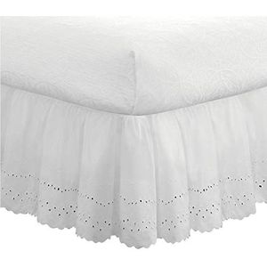 Fresh Ideas Beddengoed Oogje Ruffled Bedskirt Extra Lang 18 inch druppel lengte Verzameld Styling, Volledig, Wit