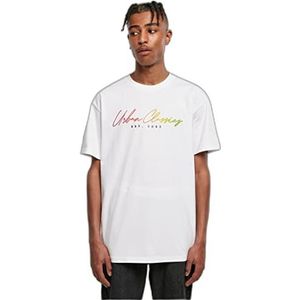 Urban Classics Heren T-shirt Script Logo Tee, bovendeel voor mannen met logo print in 2 kleuren verkrijgbaar, maten XS - 5XL, wit, S