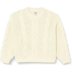 Wrangler Dames Crew Neck Cable Knit​ Sweater, Worn White, XXL