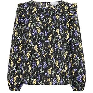 usha Damesblouse met bloemenprint, zwart, meerkleurig, S