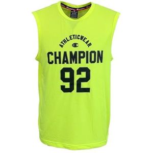 Champion Legacy Modern Basket at The Gym - Micromesh S/L Tank Crewneck T-shirt, neongeel, S Heren SS24, Neon Geel, S