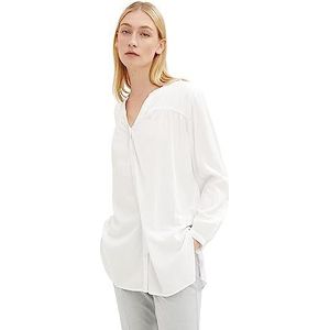TOM TAILOR Dames Longstyle blouse met V-hals 1034473, 10315 - Whisper White, 36