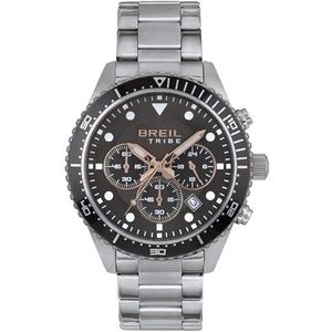 Breil Horloge man model SAIL met stalen armband, chrono kwarts beweging, zilver-antraciet, Een Maat, armband