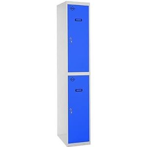 SimonRack kledingkast, metaal, 2 deuren, inclusief sleutel, 1800 x 300 x 500 mm, grijs/blauw – Simonlocker