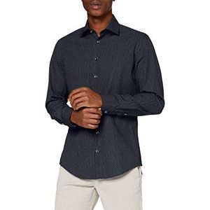 Seidensticker Slim herenhemd met lange mouwen, print, all-over-business, zwart, 36