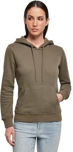 Build Your Brand Dames capuchontrui van 100% biologisch katoen voor vrouwen, dames organic Hoody sweatshirt in zwart of wit, maten XS - 5XL, olijfgroen, S