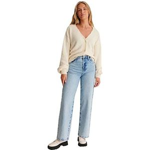 NA-KD Oversized gebreide cardigan voor dames, Ecru, M