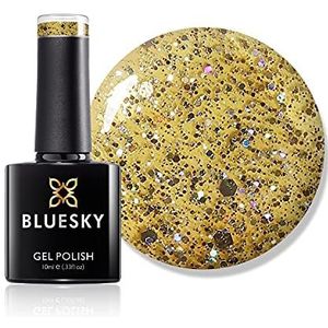 Bluesky Christmas Glitter Gel Nail Polish, Mellow Yellow Blz26, Bright, Chunky Glitter, Gold,Yellow 10 ml (Requires Curing Under UV LED Lamp)