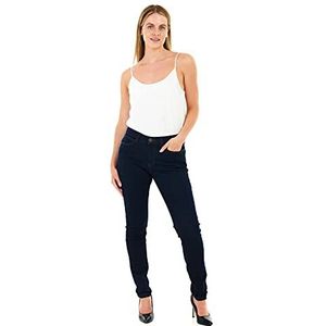 M17 Vrouwen Dames Skinny Fit Jeans Denim Casual Klassieke Katoenen Broek Broek met Zakken Zip Up, Indigo Blauw, 42