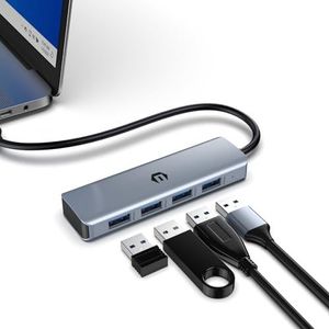4-poorts USB 3.2 adapter, USB C Hub 10 Gbit/s, USB C Splitter Multiport Hub Adapter met 50 cm verlengde kabel voor MacBook Air/Pro, iMac, iPad Pro, Dell, HP en andere type C-apparaten