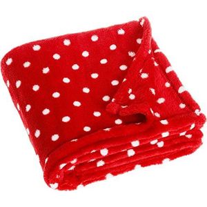 Playshoes - Fleece deken voor kinderen 75x100cm - Stippen - Rood - maat 75x100cm
