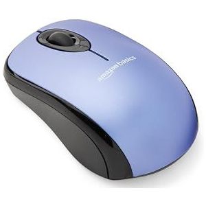 Amazon Basics Draadloze computermuis met nano-usb-ontvanger, blauw