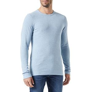 BOSS Heren Tempest Slim-fit T-shirt met lange mouwen in wafelkatoen, Open Blue469, 5XL