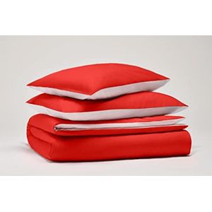 Pantone™ - Beddengoedset voor eenpersoonsbed, 155 x 200 cm, 100% katoen, percal, 200, aantal draden - tweezijdig, rood/wit