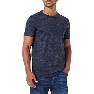 TOM TAILOR Denim Uomini T-shirt met patroon 1033041, 30329 - Dark Grey Blue Marble Print, XS