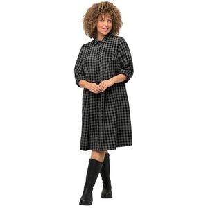 Ulla Popken Geruite jurk voor dames, zwart, 50-52