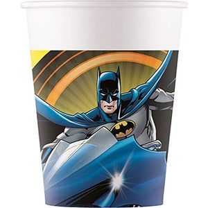 Procos 93507 - Party-beker Batman, max. inhoud 200 ml, 8 stuks, wegwerpbekers van papier, kinderverjaardag, feestservies, FSC