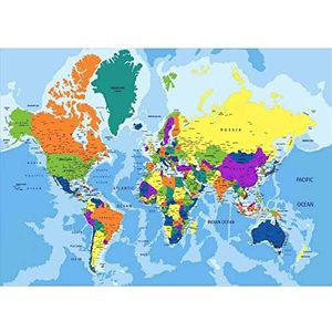 Homemania Bedrukt tapijt World Map 1, bedrukt, meerkleurig, van micro-polyamide, 100 x 140 cm