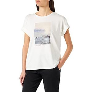 Gerry Weber Sunshine Damesshirt met 1/2 mouwen, overgesneden schouders T-shirt, 1/2 mouwen, halflange mouwen, frontprint, effen, off-white, 40
