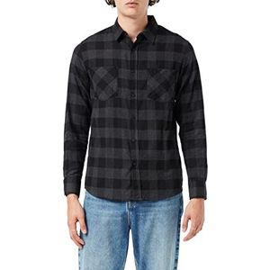 Urban Classics Checked Flanell Shirt heren hemd, Blk/Cha, 3XL