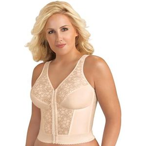 Exquisite Form Vrouwen volledig Front Close Longline Lace Houding BH, Roos Beige, 110D