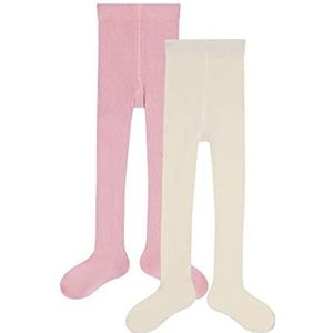 Camano Unisex Kinderen Online Children Organic Cotton ca-Soft Tights 2-pack sokken, Silver Rose + Offwhite, 134/146, zilver roze +gebroken wit