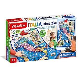 Clementoni - Sapientino-La kaart poster interactief, kaart Italië politiek, onderwijs 3 jaar, elektronisch, spel geografie kinderen, Italiaanse kleur, 16445