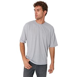 Trendyol Heren Man Oversized Basic Crew Neck Knit T-Shirt, wit, S