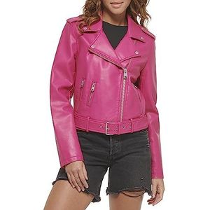 Levi's Dames motorjas van kunstleer met riem (standaard en grote maten) kunstleren jas, Berry Pink, Small