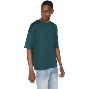Trendyol Heren Emerald Green Basic Bicycle Collar Oversize T-shirt met korte mouwen, L