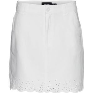 VERO MODA Vmbolina Mr Short Emb Skirt Minirok voor dames, wit (snow white), XL
