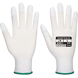 Portwest A121 PU Vingertop Handschoen, Normaal, Grootte S, Wit